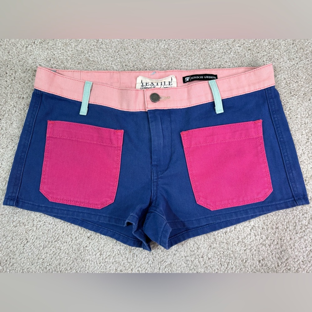 Elizabeth & James Textile 5F Bergdorf Goodman Multicolor Denim Shorts Size 28